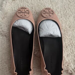 Tory Burch Blush Pink Flats with Logo Detail